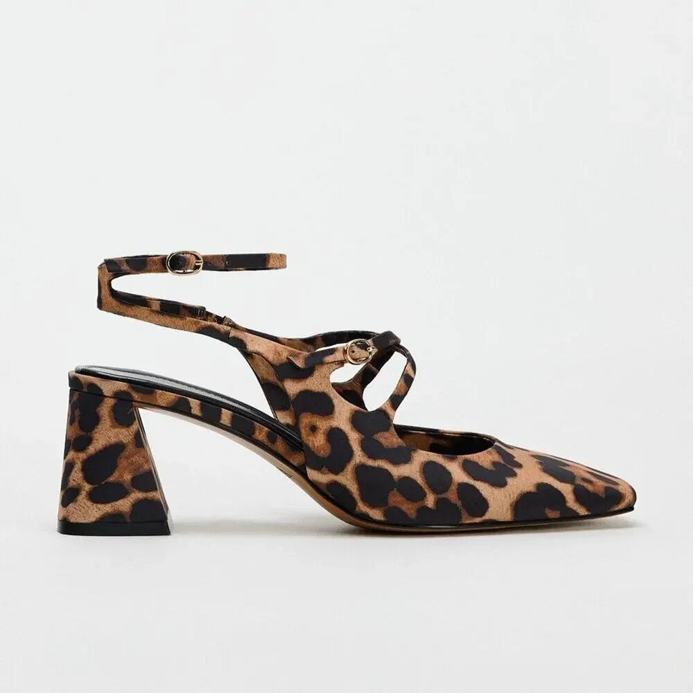 ZARA Leopard Print Mary Jane Block Heels NWT – Animal Print Buckled Strap Shoes - Picture 16 of 16